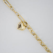 Cargar imagen en el visor de la galería, Pulsera eslabones con corazón en oro amarillo 14k.