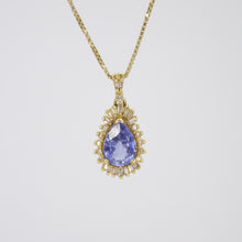 Cargar imagen en el visor de la galería, Gargantilla en oro amarillo 14k con Tanzanita y diamantes.