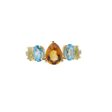 Cargar imagen en el visor de la galería, Anillo fabricado en oro amarillo de 14k, con citrino, topacio y peridoto.