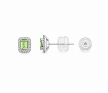Cargar imagen en el visor de la galería, Aretes fabricado en oro blanco de 14k, con granate tsavorita y diamantes naturales.