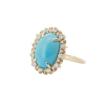 Cargar imagen en el visor de la galería, Anillo fabricado en oro amarillo de 14k, con turquesa y diamantes