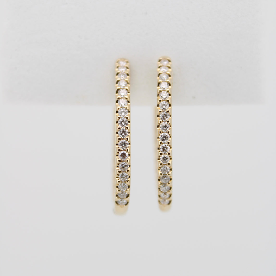 Arracadas en oro amarillo 14k con diamantes.