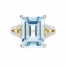 Cargar imagen en el visor de la galería, Anillo fabricado en oro amarillo 14k, con topacio, peridotos y diamantes