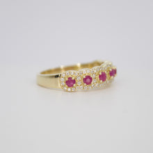 Cargar imagen en el visor de la galería, Churumbela en oro amarillo 14k con rubíes y diamantes.