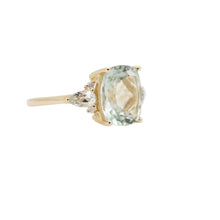 Cargar imagen en el visor de la galería, Anillo fabricado en oro amarillo de 14k, con amatista verde y diamantes