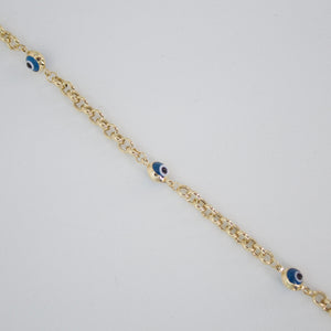 Pulsera ojos turcos oro amarillo 14k.Pulsera