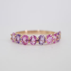 Churumbela en oro rosa 14k con zafiros.