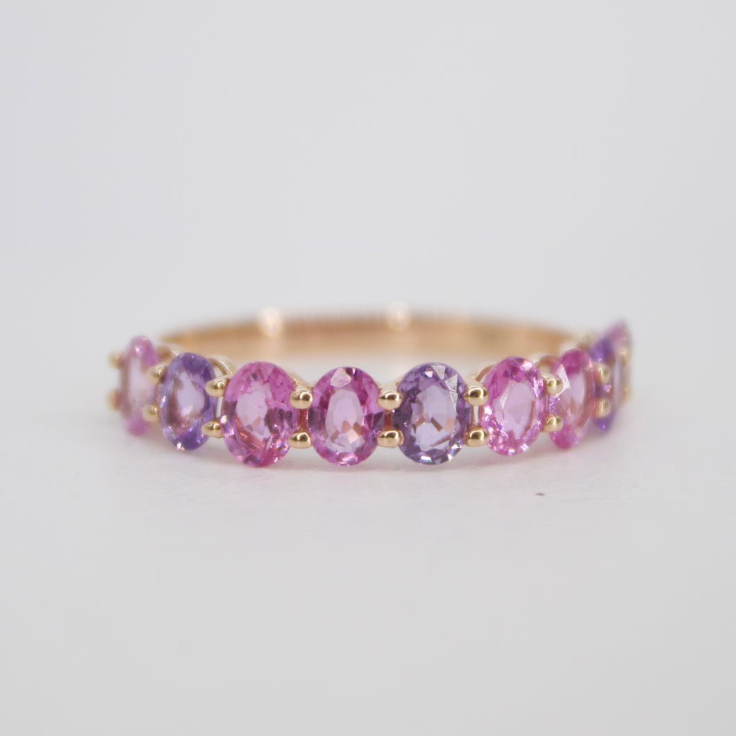 Churumbela en oro rosa 14k con zafiros.