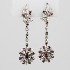 Aretes en paladio y rubíes con diamantes