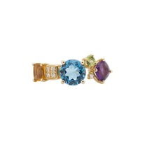 Cargar imagen en el visor de la galería, Anillo fabricado en oro amarillo de 14k, con topacoo, amatista , citrino y diamantes
