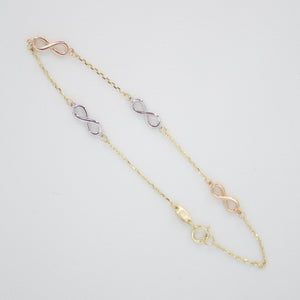Pulsera infinitos en oro florentino 14k.
