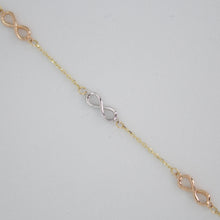 Cargar imagen en el visor de la galería, Pulsera infinitos en oro florentino 14k.