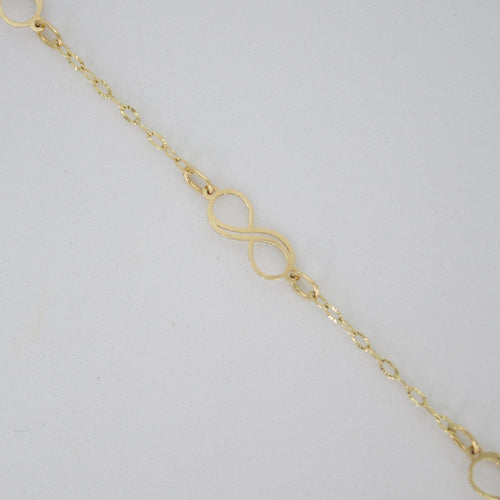 Pulsera infinitos en oro amarillo 14k.