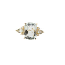 Cargar imagen en el visor de la galería, Anillo fabricado en oro amarillo de 14k, con amatista verde y diamantes