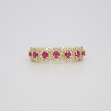 Cargar imagen en el visor de la galería, Churumbela en oro amarillo 14k con rubíes y diamantes.