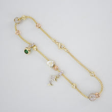 Cargar imagen en el visor de la galería, Pulsera con dijes en oro amarillo 14k con zirconias.
