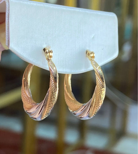 Arracadas en oro combinado 14k