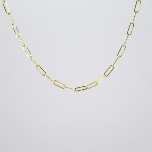 Cadena tejido clip en oro amarillo 14k.