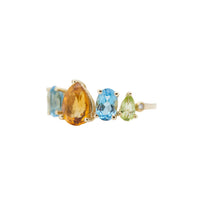 Cargar imagen en el visor de la galería, Anillo fabricado en oro amarillo de 14k, con citrino, topacio y peridoto.