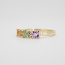 Cargar imagen en el visor de la galería, Churumbela en oro amarillo 14k con topacio,amatista morada y verde.