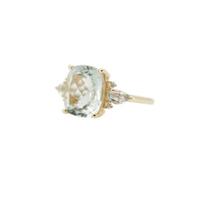 Cargar imagen en el visor de la galería, Anillo fabricado en oro amarillo de 14k, con amatista verde y diamantes