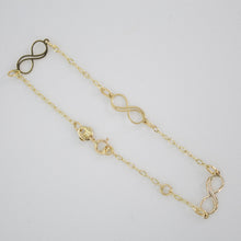 Cargar imagen en el visor de la galería, Pulsera infinitos en oro amarillo 14k.