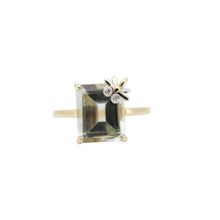Cargar imagen en el visor de la galería, Anillo fabricado en oro amarillo de 14k, con 4.50 cts de amatista verde + diamantes naturales
