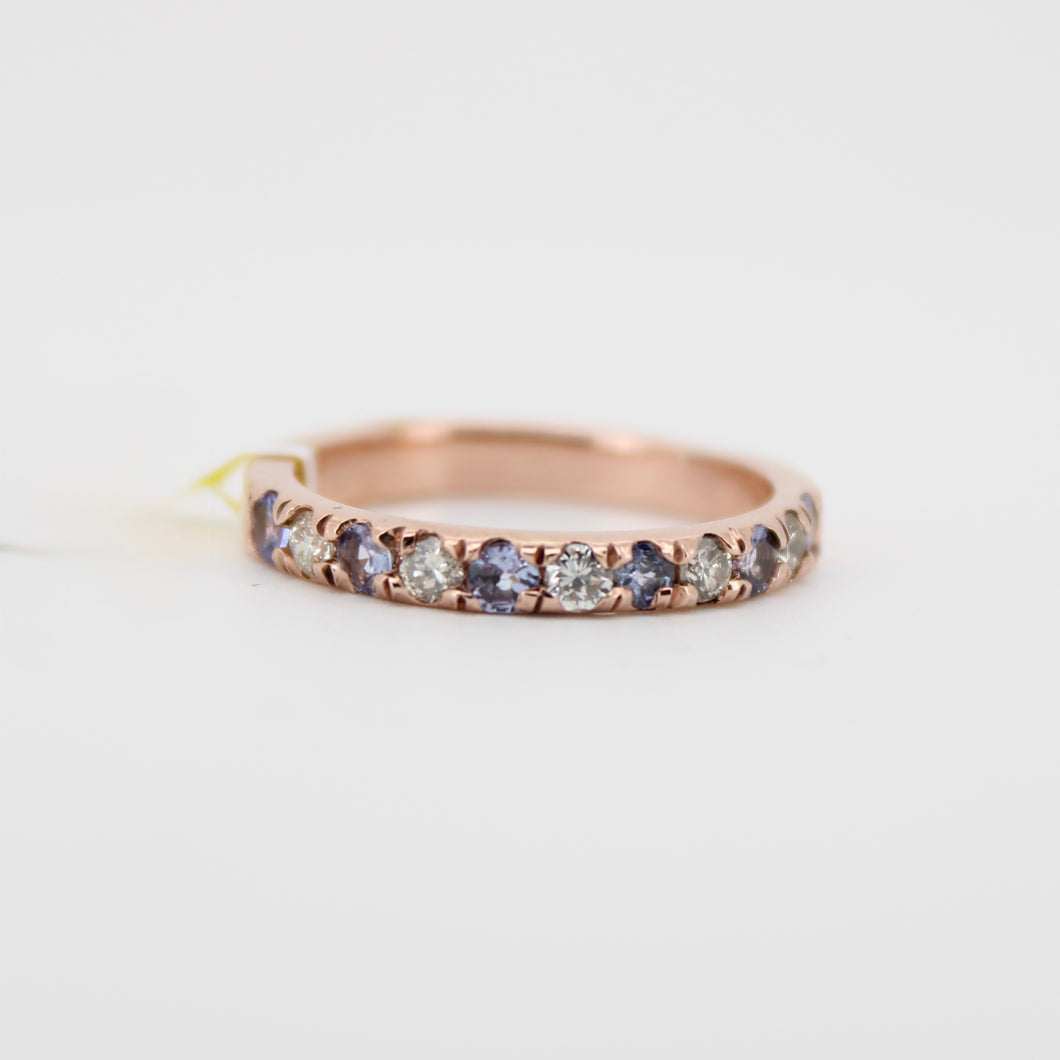 Churumbela en oro rosa 14k con Tanzanita y diamantes.