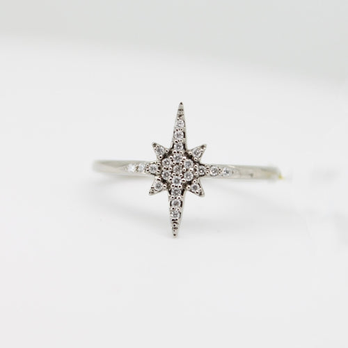 Anillo oro blanco 14k con diamantes