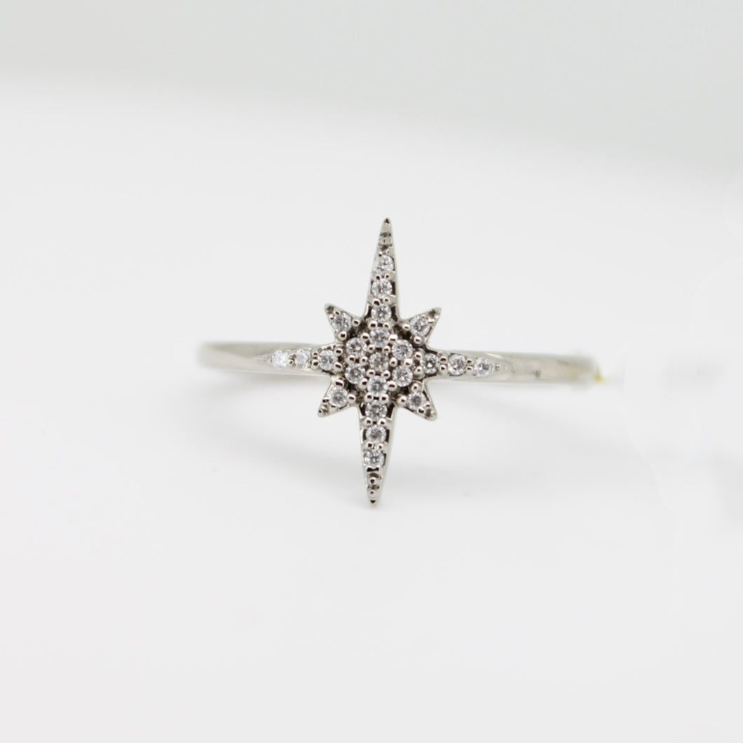 Anillo oro blanco 14k con diamantes