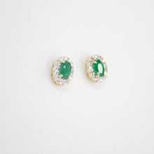 Cargar imagen en el visor de la galería, Juego en oro amarillo 14k con esmeralda y diamantes.