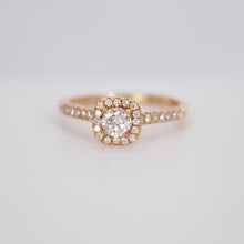 Cargar imagen en el visor de la galería, Anillo en oro rosa 14k con diamantes