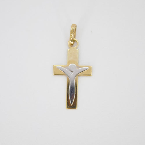 Cruz en oro combinado 14k.