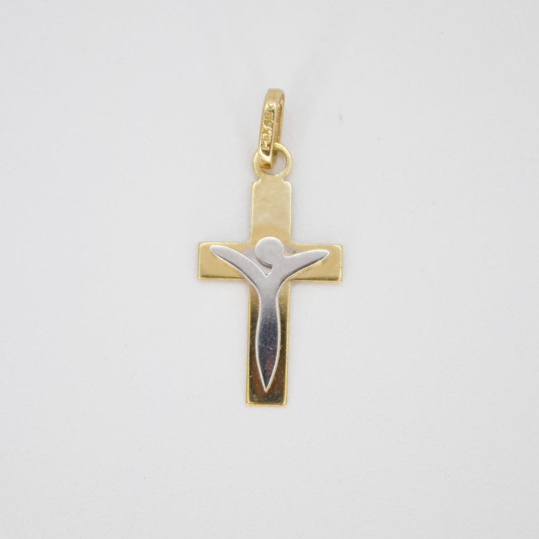 Cruz en oro combinado 14k.