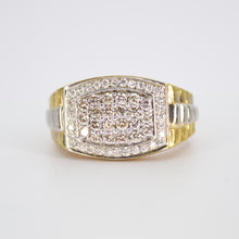 Cargar imagen en el visor de la galería, Anillo en oro combinado 14k con diamantes.
