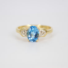 Cargar imagen en el visor de la galería, Juego en oro amarillo 14k con topacio y diamantes.