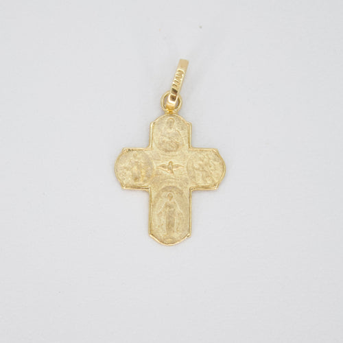 Cruz con escapulario en oro amarillo 14k.