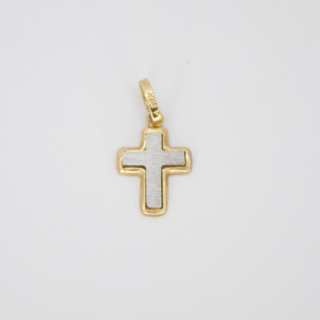 Cruz en oro combinado 14k.