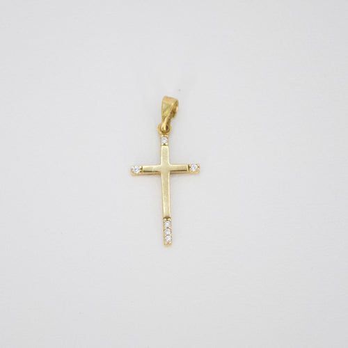 Cruz en oro amarillo 14k con zirconia