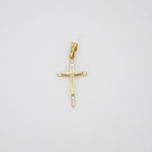 Cruz en oro amarillo 14k con zirconia